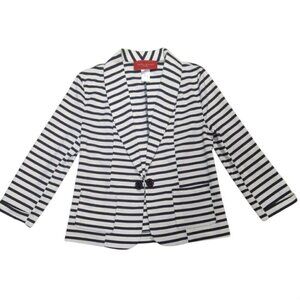 AKIRA Chicago Blazer Red Label Striped Cardigan Jacket Black White S
